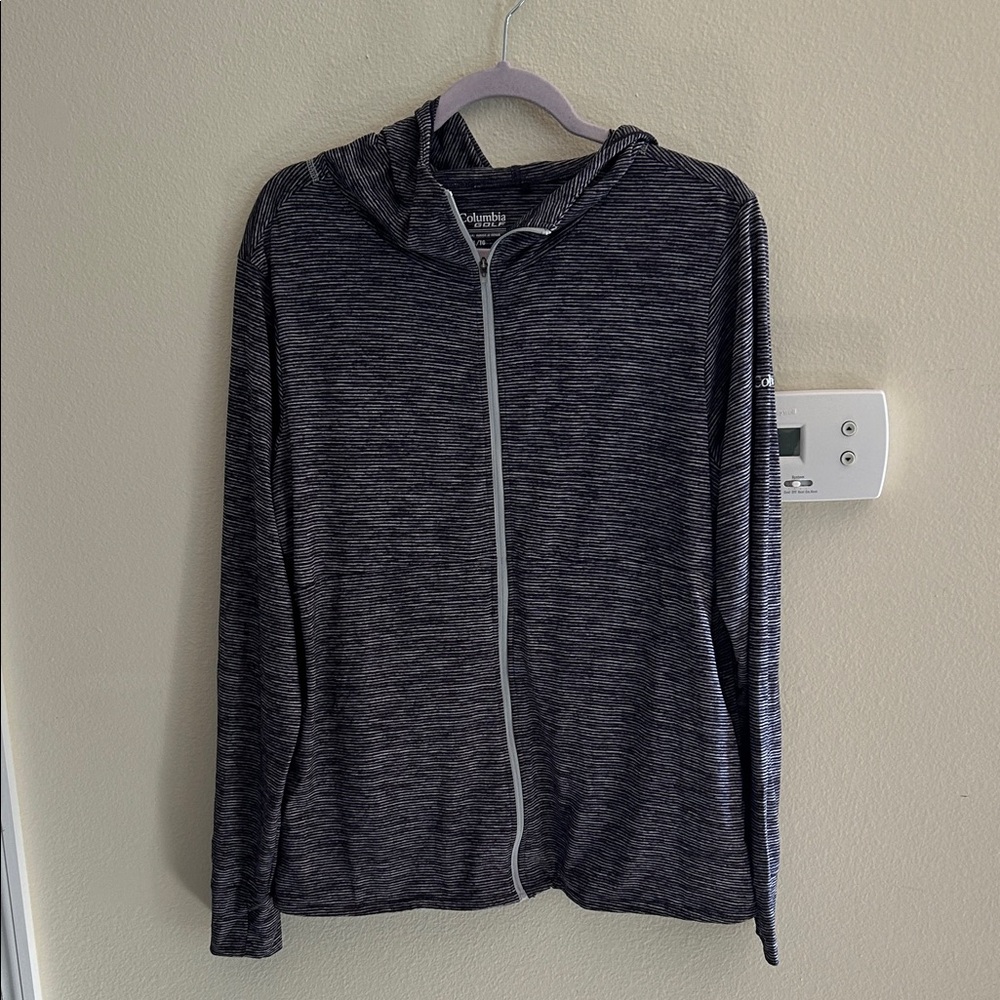 Columbia golf women’s Omni wick sky, full zip hooded outdoor top striped XL